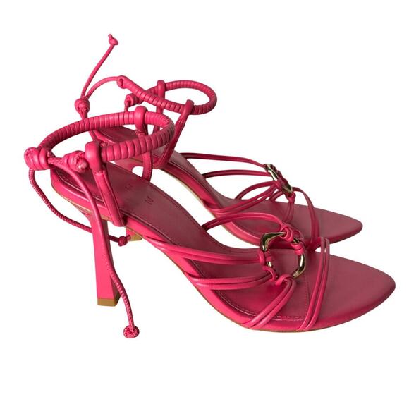 Aje Mirage Leather Strappy Heel Rouge Pink Size 8 - Picture 7 of 10